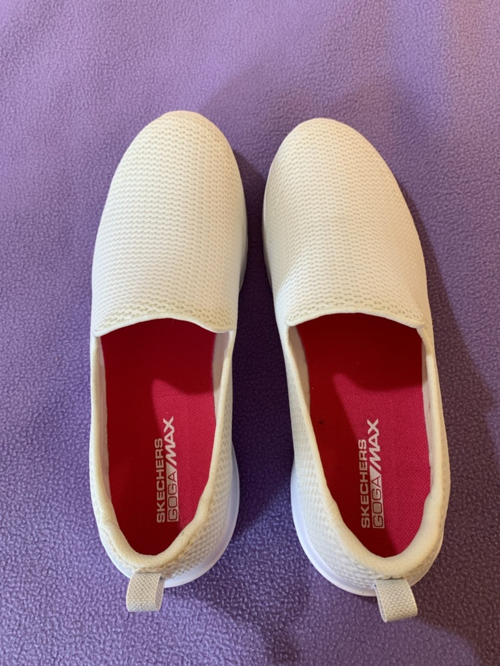 Skechers White Slip-On Sneakers with Pink Insoles